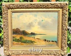 LOUIS ROGER. Paysage Méditerranéen Peinture huile sur panneau de bois signée
