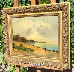 LOUIS ROGER. Paysage Méditerranéen Peinture huile sur panneau de bois signée