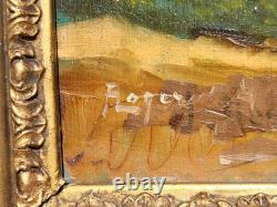 LOUIS ROGER. Paysage Méditerranéen Peinture huile sur panneau de bois signée