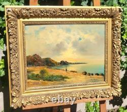 LOUIS ROGER. Paysage Méditerranéen Peinture huile sur panneau de bois signée