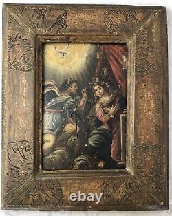 L'ANNONCIATION Peinture 17ème siècle + Cadre dépoque