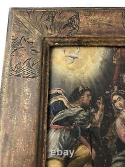 L'ANNONCIATION Peinture 17ème siècle + Cadre dépoque