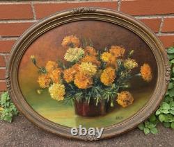 L BILLY. Bouquet de Fleurs Peinture huile sur panneau de bois