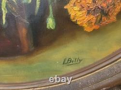 L BILLY. Bouquet de Fleurs Peinture huile sur panneau de bois