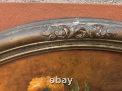 L BILLY. Bouquet de Fleurs Peinture huile sur panneau de bois
