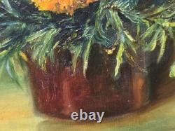 L BILLY. Bouquet de Fleurs Peinture huile sur panneau de bois