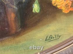 L BILLY. Bouquet de Fleurs Peinture huile sur panneau de bois
