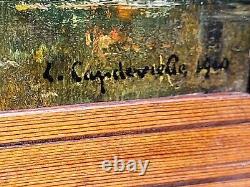 L. CAPDEVIELLE. Paysage Bord de Rivière Animé Peinture huile sur panneau bois