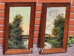 L. CAPDEVIELLE. Paysage Bord de Rivière Animé Peinture huile sur panneau bois