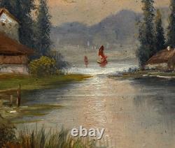 L. Voigt- Soir Sur Eisack Huile Bois Tableau Avec Dédicace Erich Thomaschewski