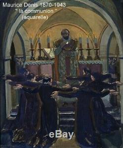 La Communion Vers 1900. Grand & Beau Tableau Symboliste. Proche Maurice Denis