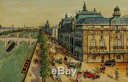 La Gare d'Orsay, 1925, Paris, Superbe Naïf Signé Bergez