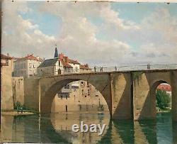 Lacroix L Huile sur panneau de bois signée Le pont artiste à découvrir