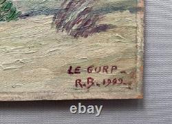Le Gurp, plage du Médoc, huile sur panneau, tableau, peinture, 1949, monogramme