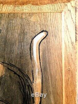 Le chat chasseur (de moucherons) Pigment et encaustique sur bois 47 cm x 55 cm