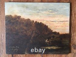 Le peintre en forêt de Marly/Louveciennes Huile sur Bois, Signée datée 1900