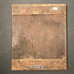 Lecture sur bois signé à déchiffrer VIEL HOMME LISANT tableau peinture antique