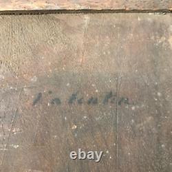 Lecture sur bois signé à déchiffrer VIEL HOMME LISANT tableau peinture antique