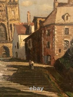 Léon Auguste Derruau (1888-1984) H. Sur panneau, signée 40 Angers La Cathédrale