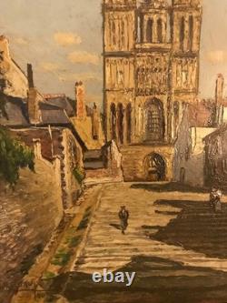 Léon Auguste Derruau (1888-1984) H. Sur panneau, signée 40 Angers La Cathédrale