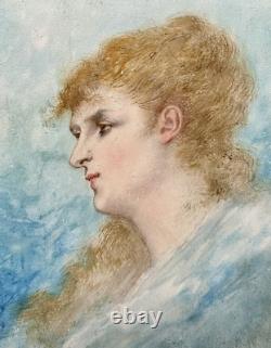 Léon-Lucien Goupil 1834-1891 Huile sur bois Signée Portrait de femme -XIX