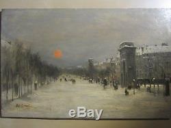 Les Grands Boulevards, Robert Mols (1879), huile sur bois, impressionniste