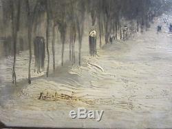 Les Grands Boulevards, Robert Mols (1879), huile sur bois, impressionniste