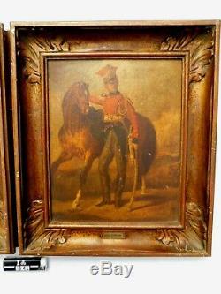 Lot 2 Belles Huiles Sur Panneau Gericault 1791 Encadrement Bois Dore