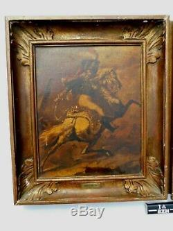 Lot 2 Belles Huiles Sur Panneau Gericault 1791 Encadrement Bois Dore