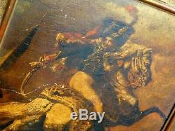 Lot 2 Belles Huiles Sur Panneau Gericault 1791 Encadrement Bois Dore