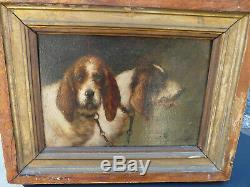 Louis Darey (1863-1914) couple de griffons chasse chien huile sur bois signée