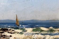 Louis GAIDAN 1847-1925 Bord de mer Méditerranée Huile sur bois peinture tableau