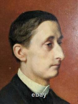 Louis Roux (1817-1903)Portrait d'un Ami Particulier Huile sur Bois Signée 1894