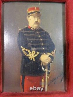 Louise DUGARDIN portrait peint sur photo Soldat infanterie 1870 guerre militaria