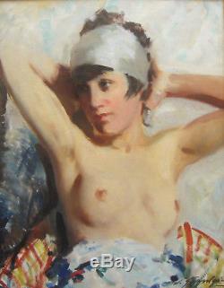 Lucien Henri Grandgerard Tableau Femme Nue Danseuse Nude Woman Dancer Painting