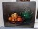Magnifique Peinture Huile Sur Bois Nature Morte Aux Oranges, Gargoulette, Cuivre