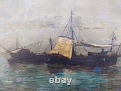 Magnifique tableau à l'huile marine signè TM Muller 21-40 cm