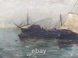 Magnifique tableau à l'huile marine signè TM Muller 21-40 cm