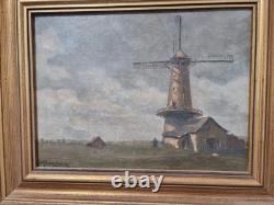 Marcel Bertoin (1897-1983) huile sur panneau Scène moulin cadre bois doré