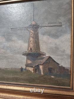 Marcel Bertoin (1897-1983) huile sur panneau Scène moulin cadre bois doré