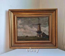 Marcel Bertoin (1897-1983) huile sur panneau Scène moulin cadre bois doré
