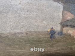 Marcel Bertoin (1897-1983) huile sur panneau Scène moulin cadre bois doré