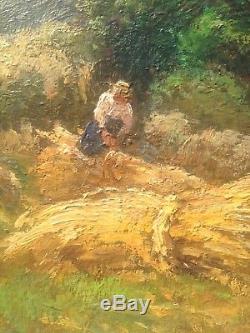 Marcel Parturier, Fenaison, huile sur bois, 57 x 50 cm
