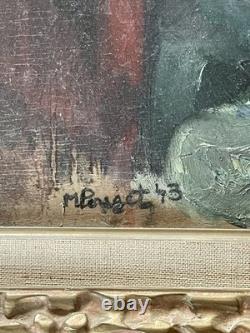 Marcel Pouget (1923-1985) Huile sur panneau de bois Signée Portrait 1943