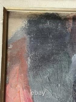 Marcel Pouget (1923-1985) Huile sur panneau de bois Signée Portrait 1943