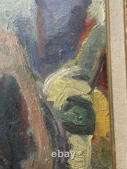 Marcel Pouget (1923-1985) Huile sur panneau de bois Signée Portrait 1943