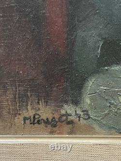 Marcel Pouget (1923-1985) Huile sur panneau de bois Signée Portrait 1943