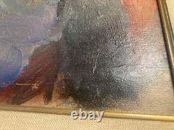 Marcel Pouget (1923-1985) Huile sur panneau de bois Signée Portrait 1943