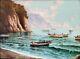 Marine-paysage Côtier Napolitain, Ancienne Peinture Italienne à L'huile Signée