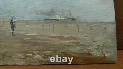 Marine pré impressionniste, bord de plage, proche Monet des débuts, Boudin
